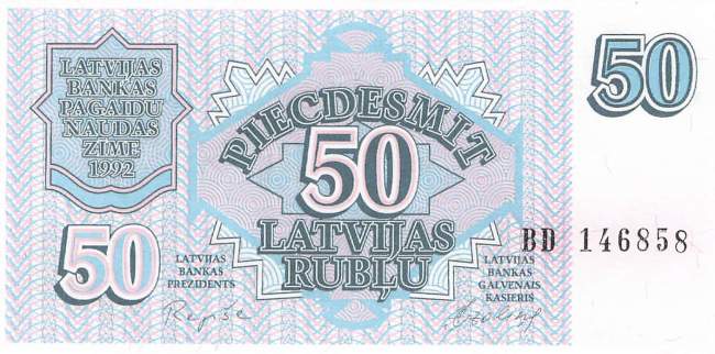 Lettland p40 50 Rubli 1992
